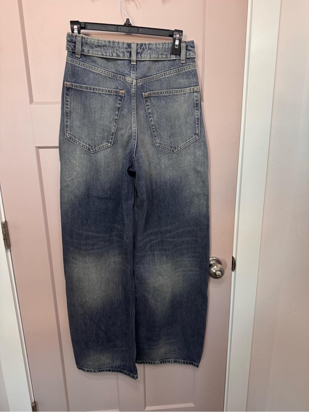 Zara Wide-Leg High-Rise Jeans in Washed Blue - Picture 4 of 6